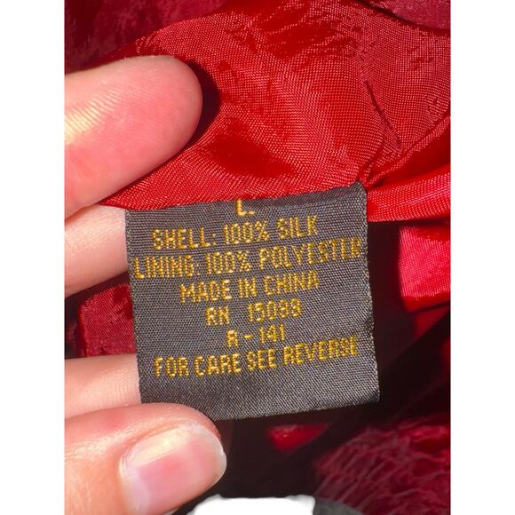 Vintage 90s Silk Red Bomber Jacket Women’s Large by Bold Spirit - Picture 7 of 8